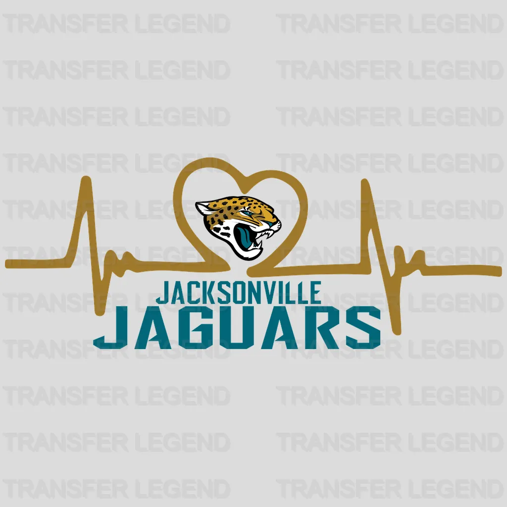 Jacksonville Jaguars Heartbeat Line Wordmark NFL Design - DTF Heat Transfer