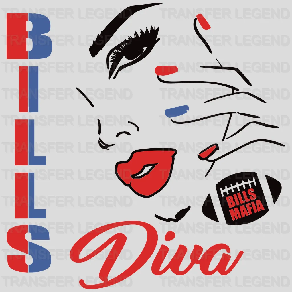Buffalo Bills Diva Wordmark NFL Design - DTF Heat Transfer