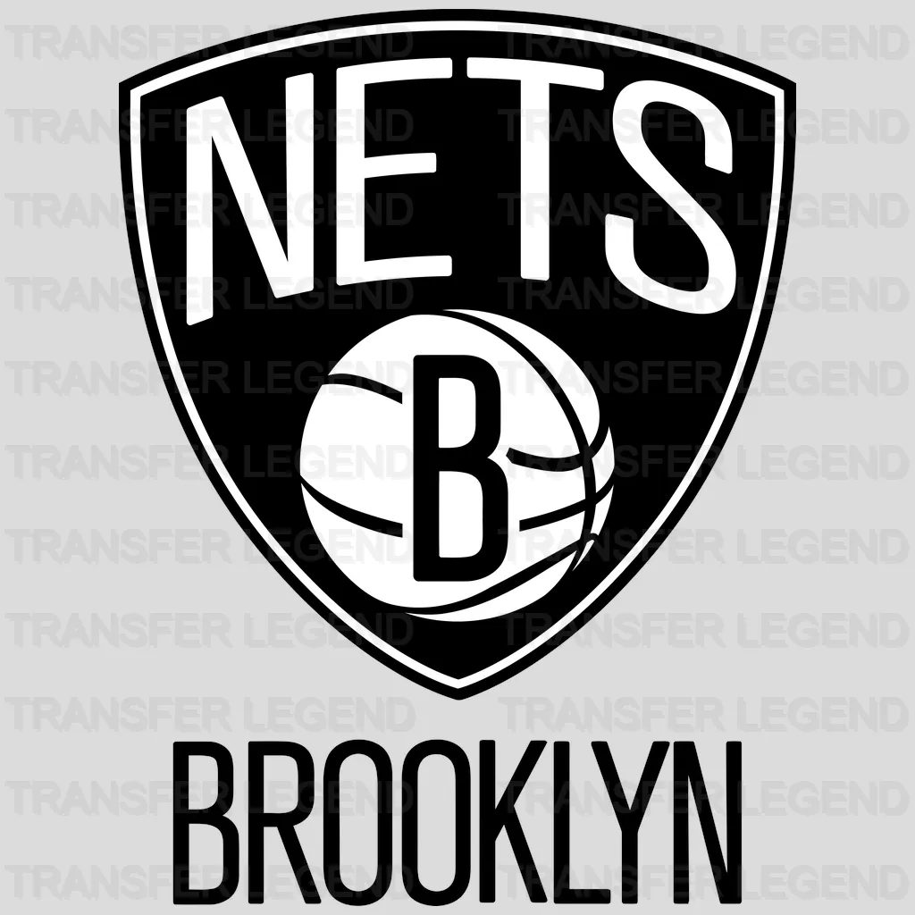 Brooklyn Nets Shield Crest with “B” Basketball & Brooklyn Wordmark NBA Design - DTF Heat Transfer