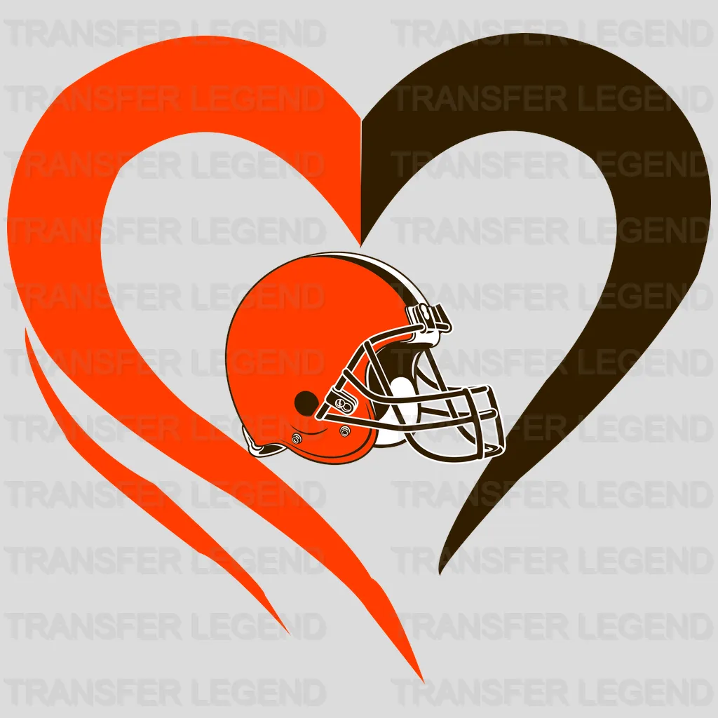 Cleveland Browns Heart Swirl Emblem NFL Design - DTF Heat Transfer