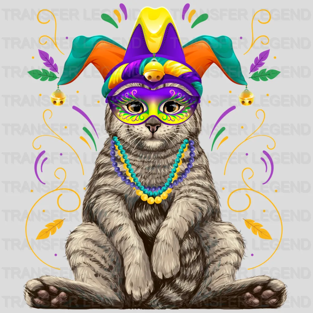 Cat Mardi Gras Design- Mardi Gras DTF heat transfer - transferlegend