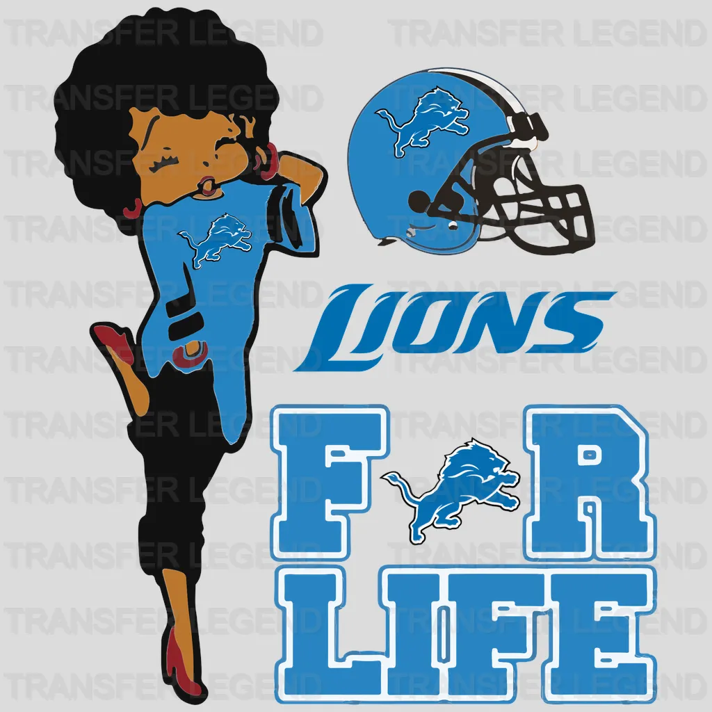 Detroit Lions For Life Vertical Wordmark NFL Design - DTF Heat Transfer
