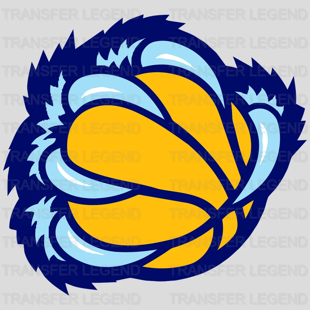 Memphis Grizzlies Claw & Basketball Emblem NBA Design - DTF Heat Transfer