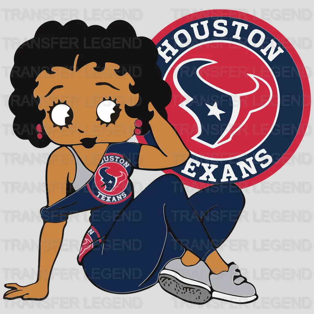 Houston Texans Pin‑up Girl Sitting Illustration NFL Design - DTF Heat Transfer