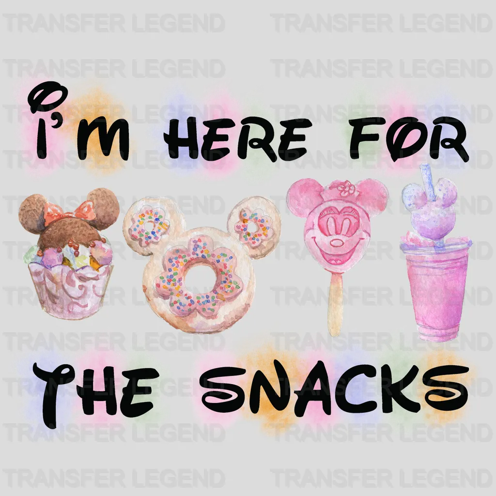 I'm Just Here For The Snacks Watercolor Design - DTF heat transfer - transferlegend
