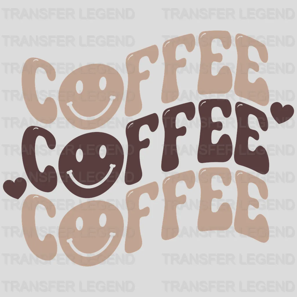 Coffee Smiley Wavy Design - DTF heat transfer - transferlegend