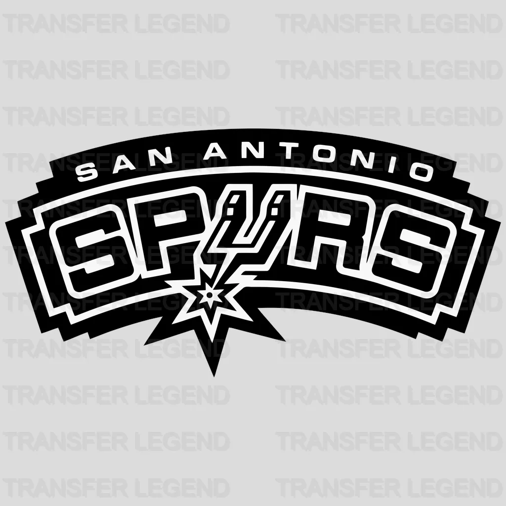 San Antonio Spurs Bold Arched Wordmark Crest with Spur NBA Design - DTF Heat Transfer