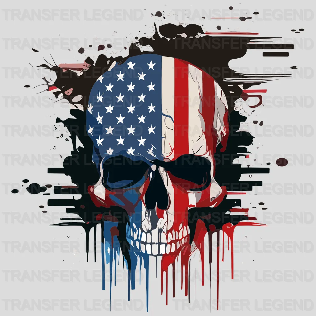 Black Skull USA Design - DTF Heat Transfers - transferlegend