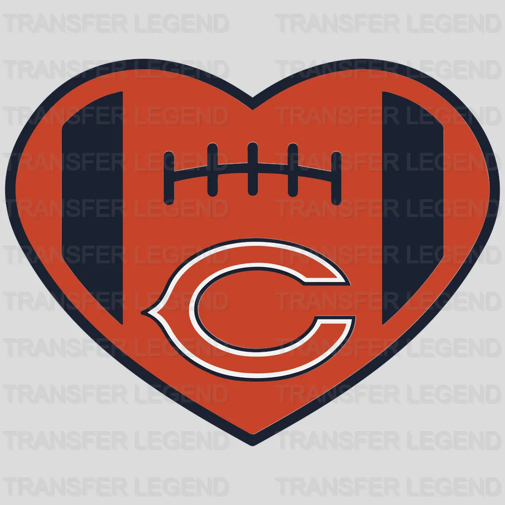 Chicago Bears Football‑Laces Heart Logo NFL Design - DTF Heat Transfer