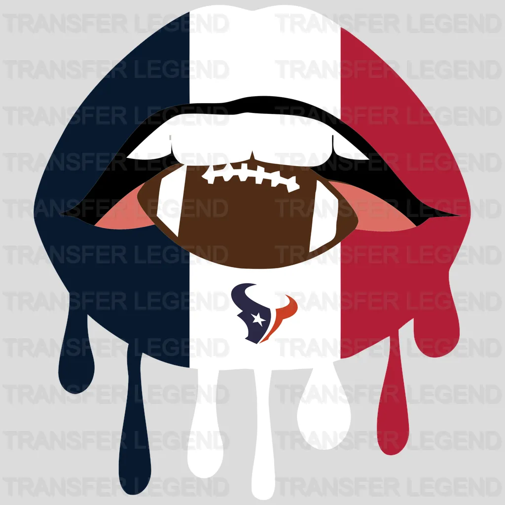 Houston Texans Dripping Lips Football Logo NFL Design - DTF Heat Transfer