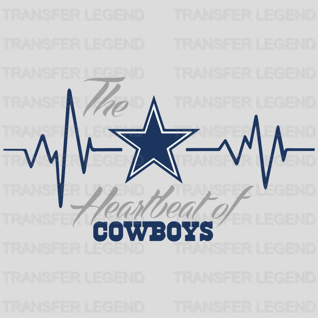 Dallas Cowboys Heartbeat Line Emblem NFL Design - DTF Heat Transfer