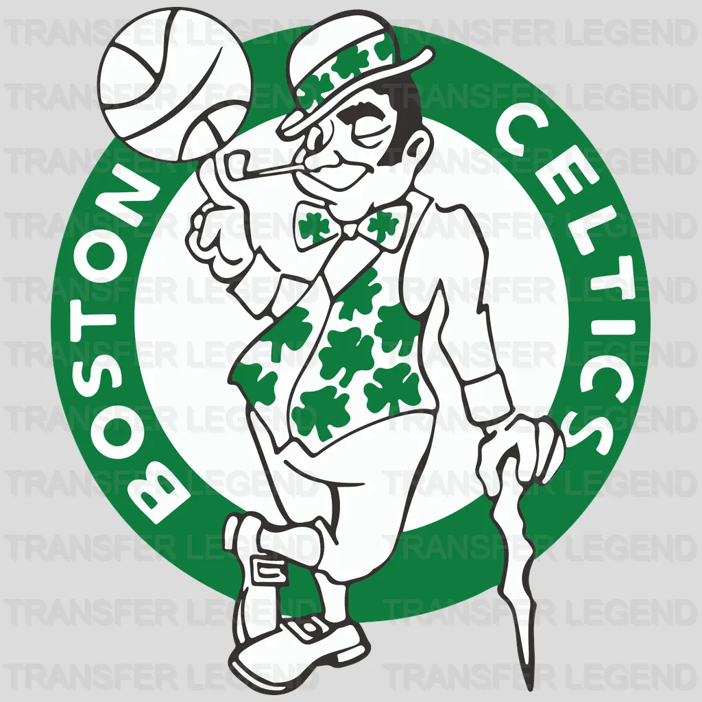 Boston Celtics Vintage Lucky Roundel (Green Jacket Pose) NBA Design - DTF Heat Transfer
