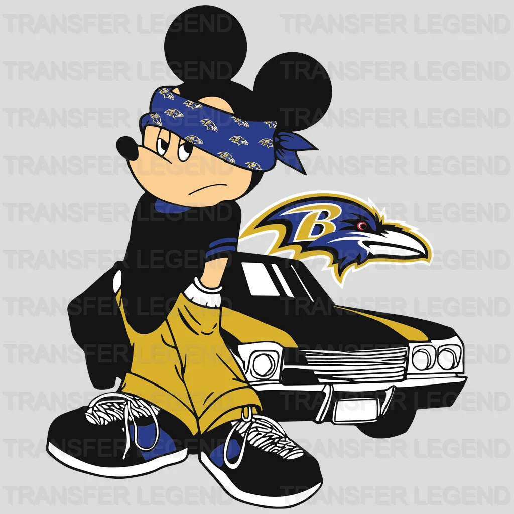 Baltimore Ravens Cartoon Player on Football NFL Design - DTF Heat Transfer