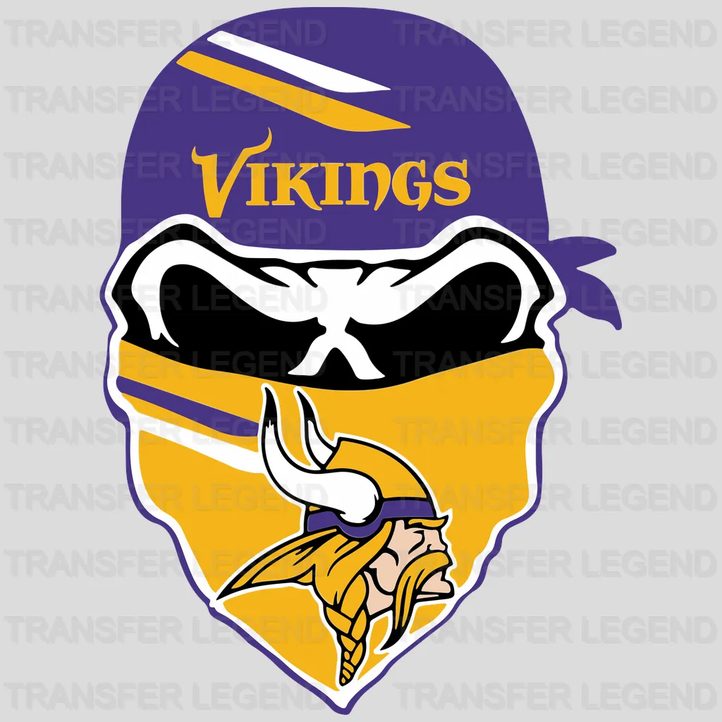 Minnesota Vikings Bandit Mask Helmet Emblem NFL Design - DTF Heat Transfer