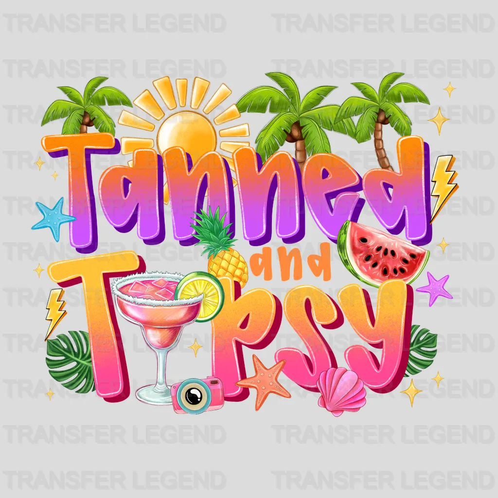 Tanned & Tipsy 3 Summer Design - DTF Heat Transfers - transferlegend