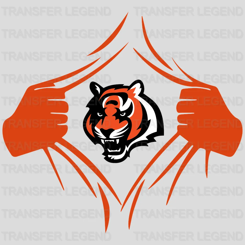 Cincinnati Bengals Ripped Chest Reveal NFL Design - DTF Heat Transfer
