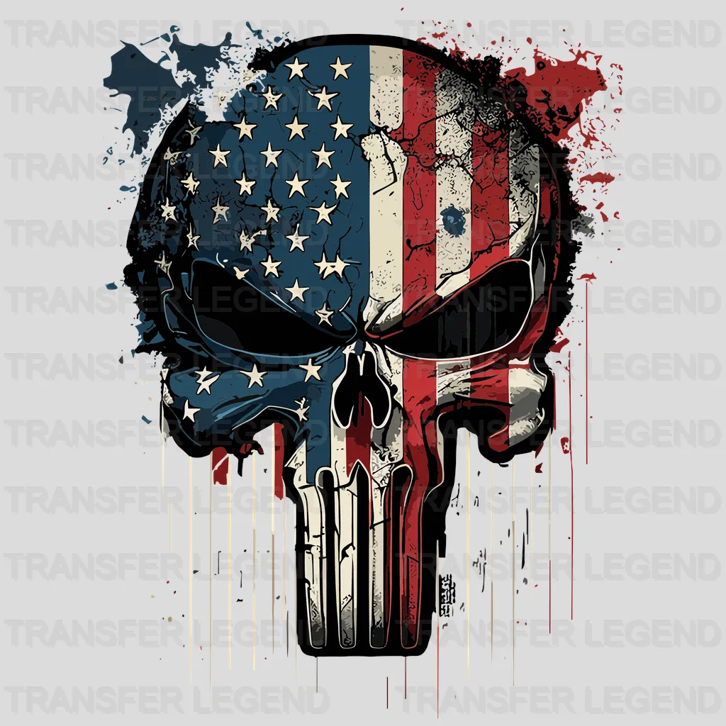 American Skull 2 USA Design - DTF Heat Transfers - transferlegend