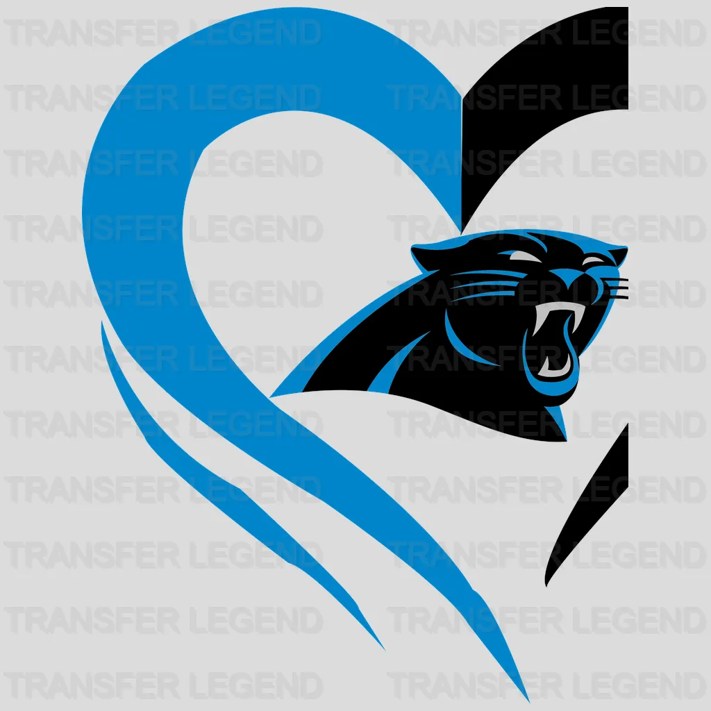 Carolina Panthers Heart Silhouette Logo NFL Design - DTF Heat Transfer
