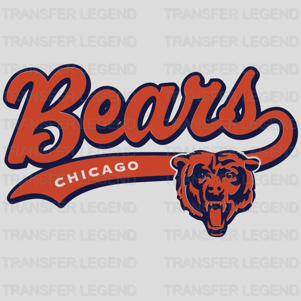 Chicago Bears “Bears” Wordmark with Head Emblem NFL Design - DTF Heat Transfer