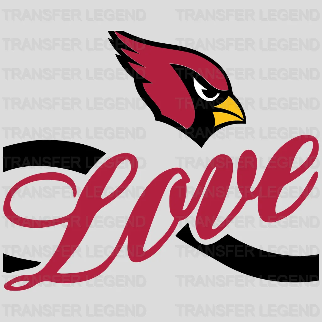 Arizona Cardinals Love Script Emblem NFL Design - DTF Heat Transfer