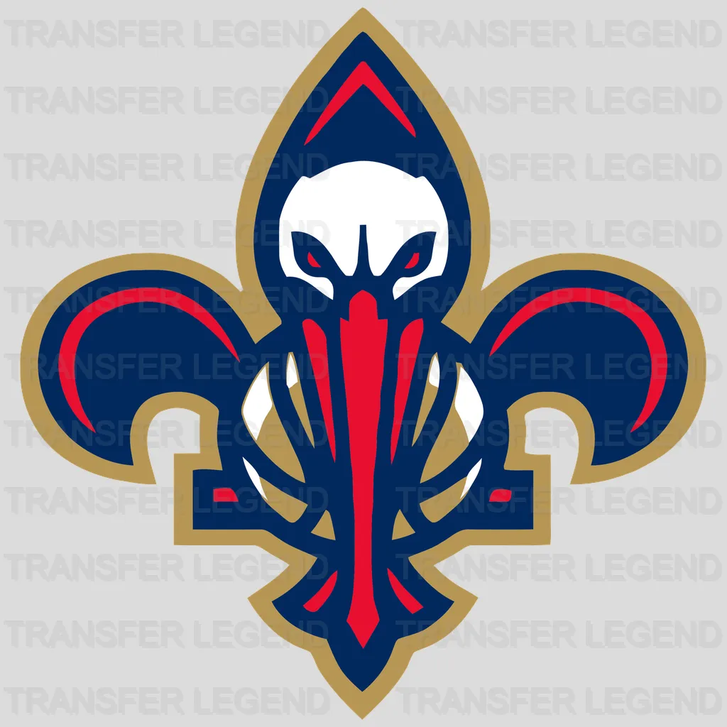 New Orleans Pelicans Fleur-de-lis Pelican Tertiary Logo NBA Design - DTF Heat Transfer