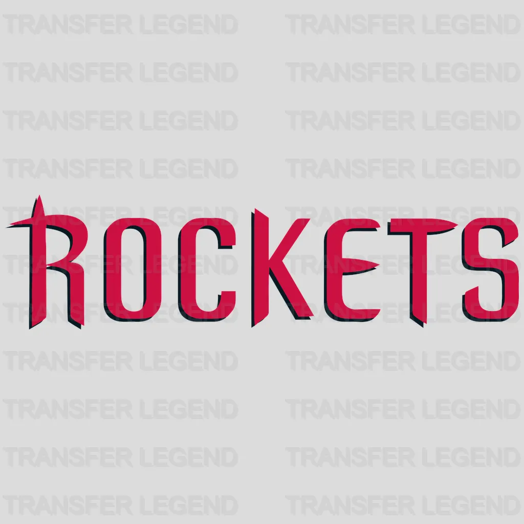 Houston Rockets Block “ROCKETS” Wordmark NBA Design - DTF Heat Transfer
