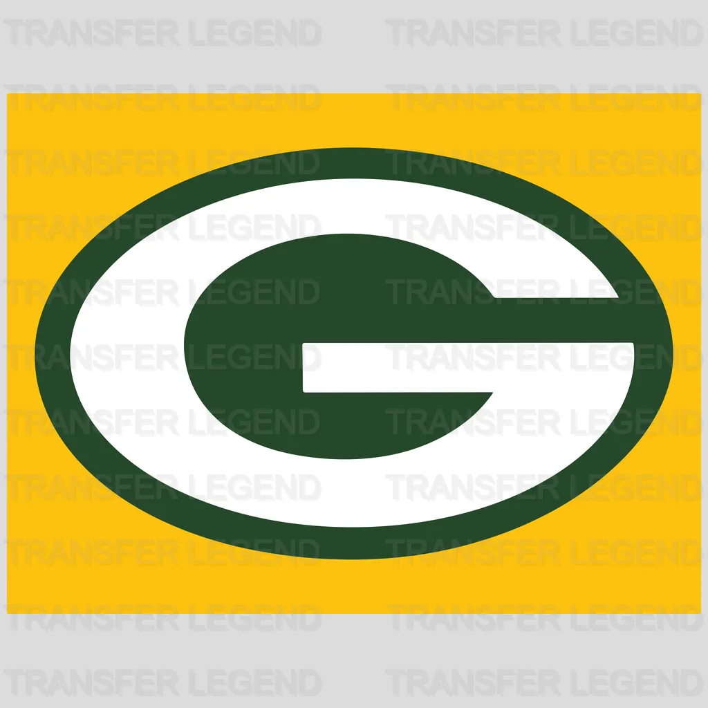 Green Bay Packers team G logo on yellow background, NFL design - DTF Heat Transfer