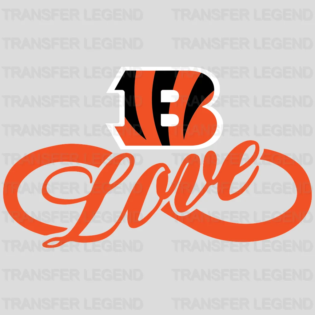 Cincinnati Bengals Love Script Emblem NFL Design - DTF Heat Transfer