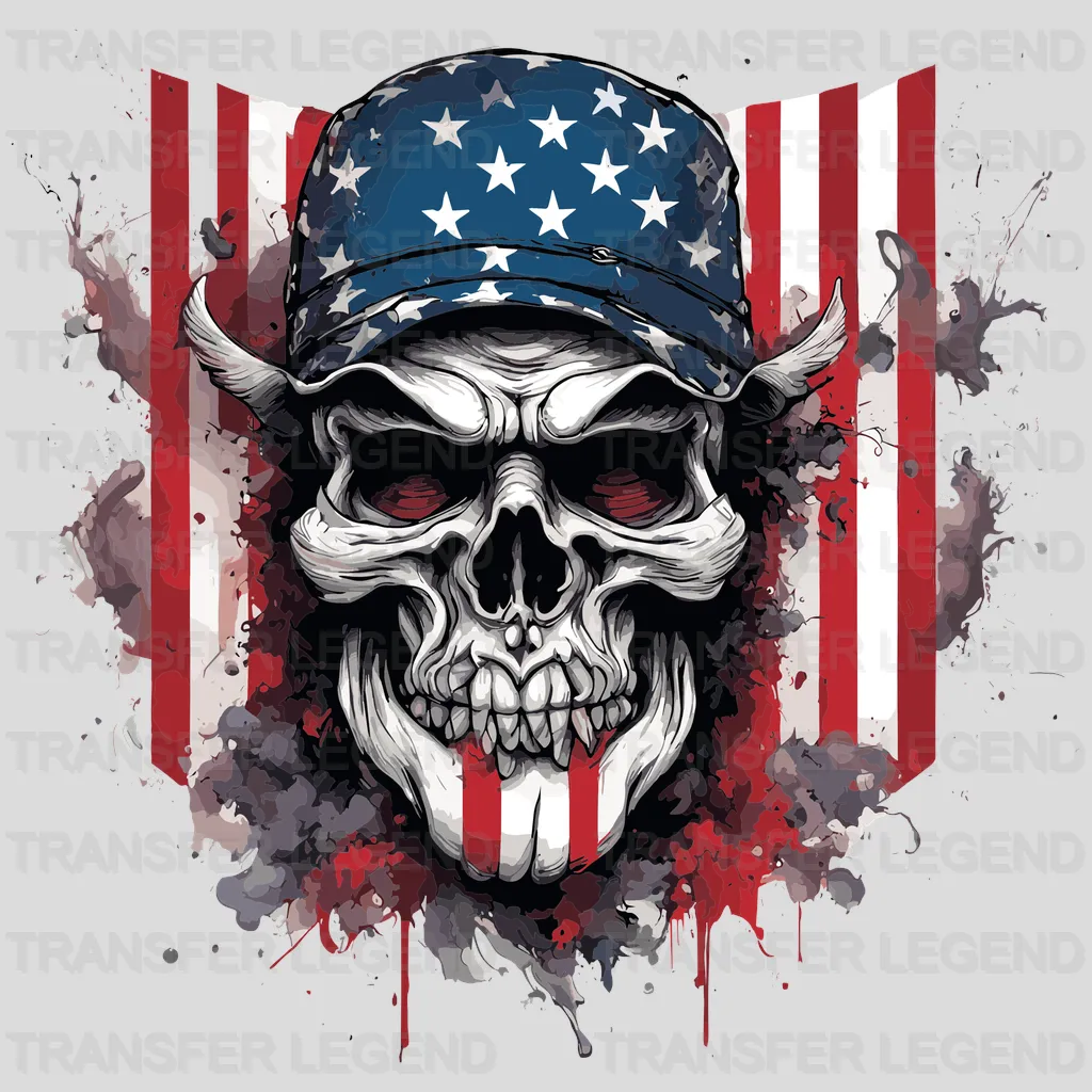 War Skull USA Design - DTF Heat Transfers - transferlegend