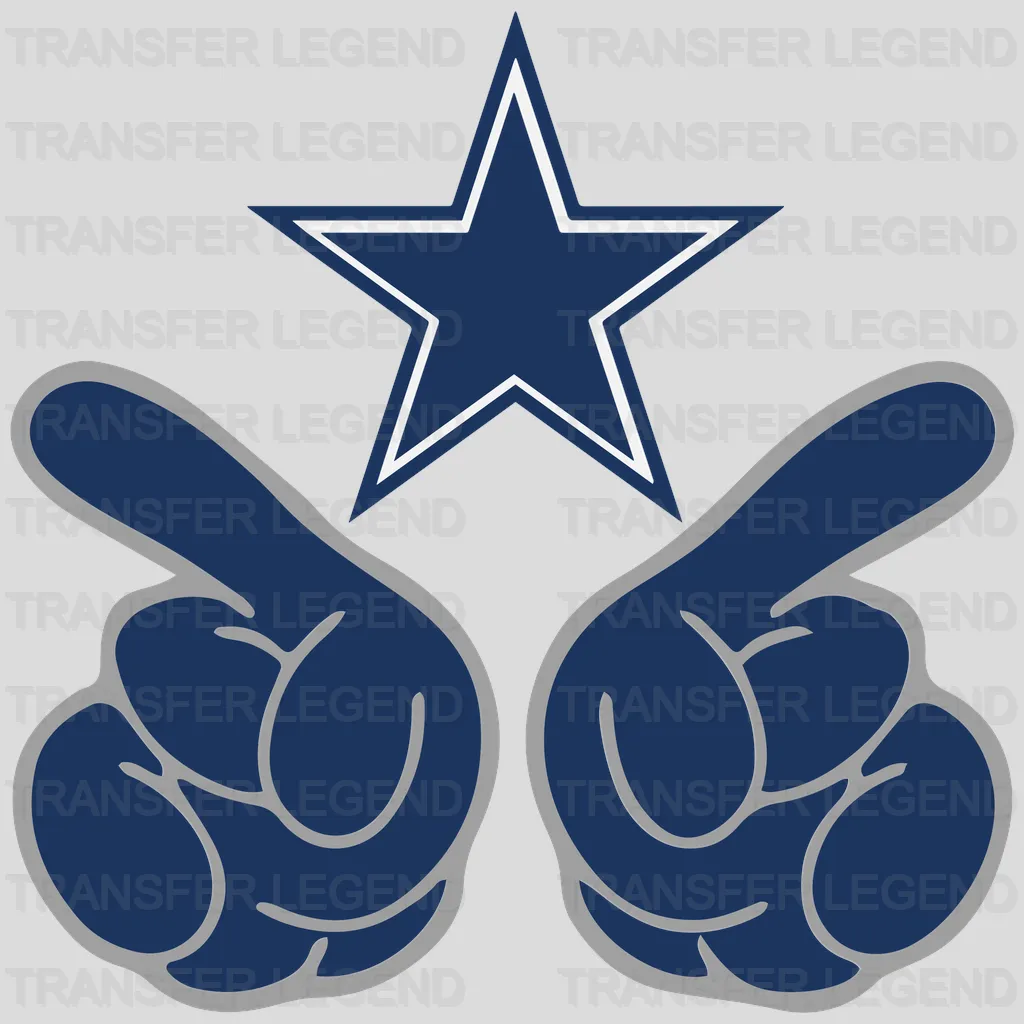 Dallas Cowboys Dual Pointing Hands Logo NFL Design - DTF Heat Transfer