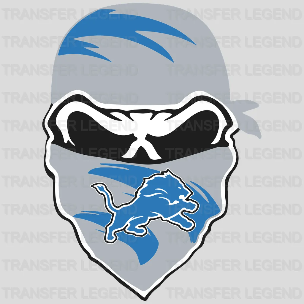Detroit Lions Bandit Mask Emblem NFL Design - DTF Heat Transfer