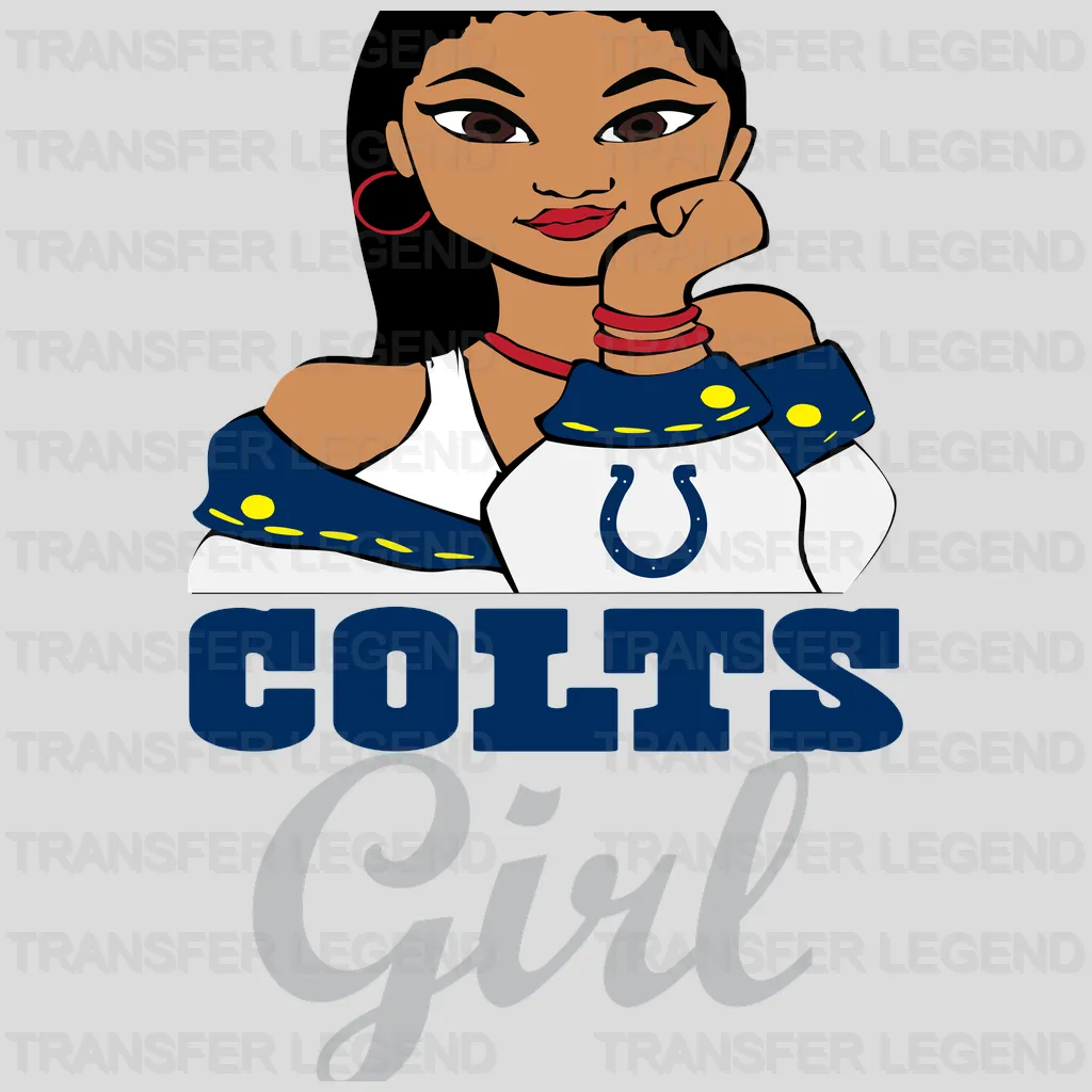 Indianapolis Colts Pin‑up Girl Portrait NFL Design - DTF Heat Transfer