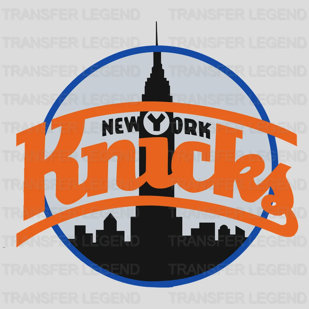 New York Knicks Bridge Emblem over Basketball NBA Design - DTF Heat Transfer