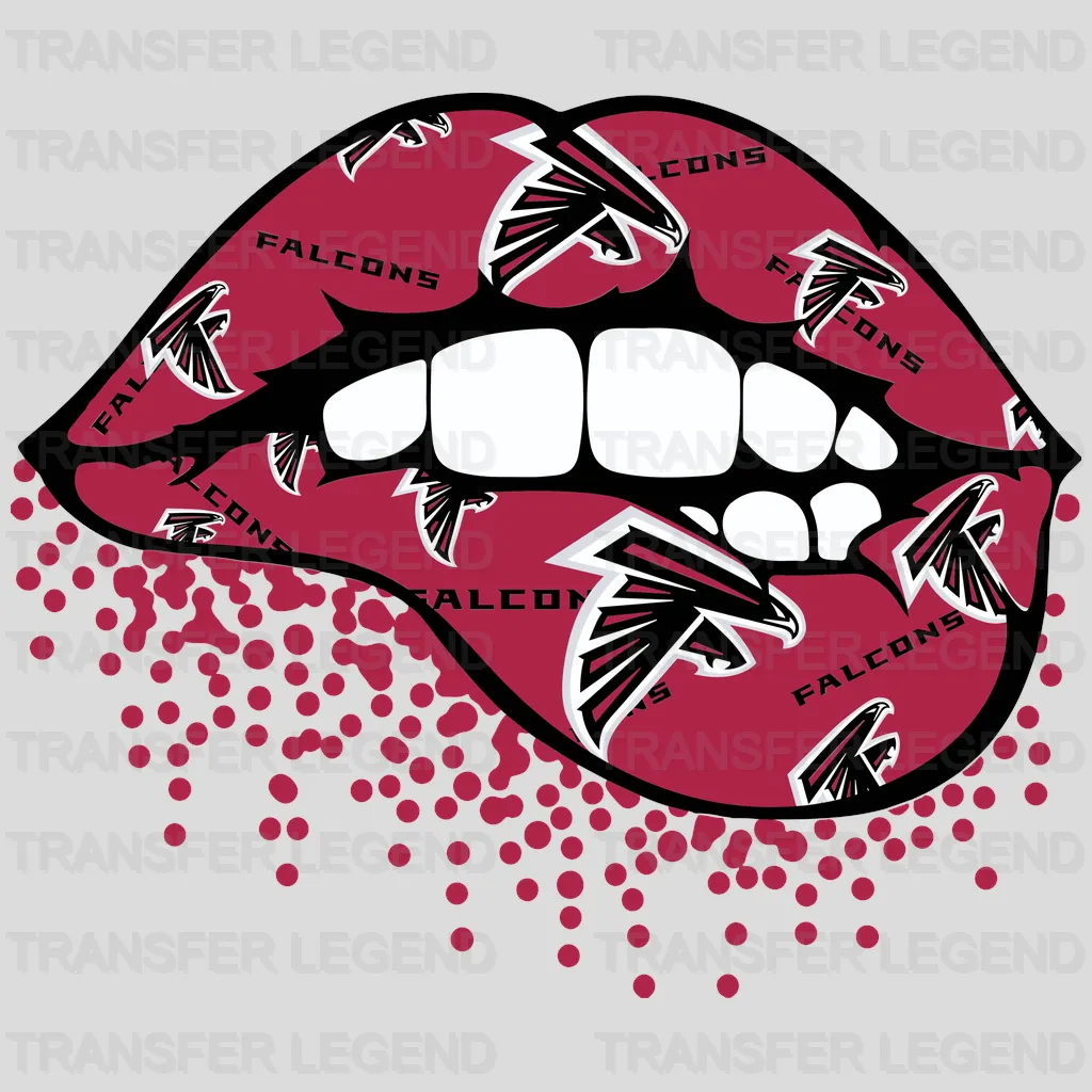 Atlanta Falcons Lip Bite Football Graphic NFL Design - DTF Heat Transfer