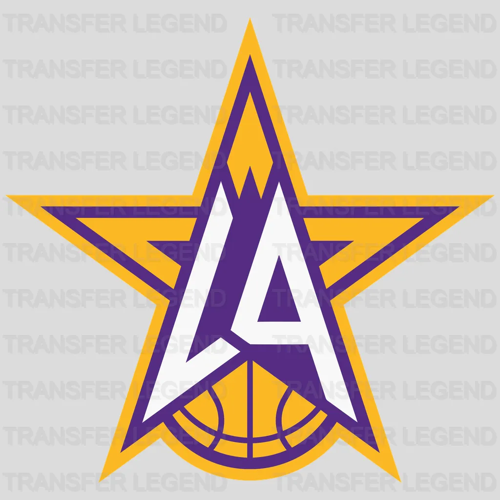 Los Angeles Lakers LA Star Monogram NBA Design - DTF Heat Transfer