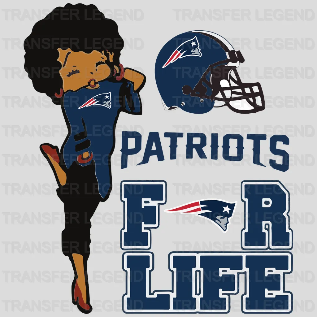 New England Patriots “For Life” fan slogan with logo, NFL design - DTF Heat Transfer