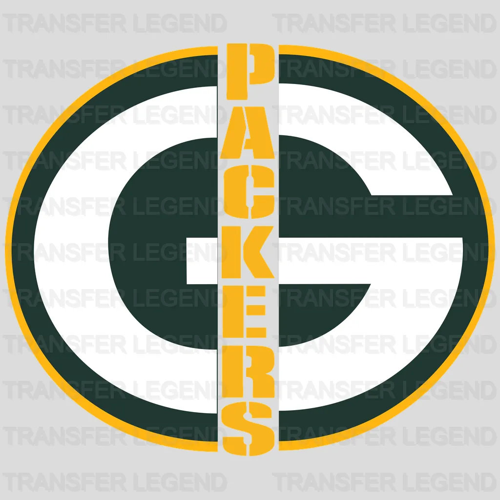 Green Bay Packers circular badge with team G logo and Packers text, NFL design - DTF Heat Transfer