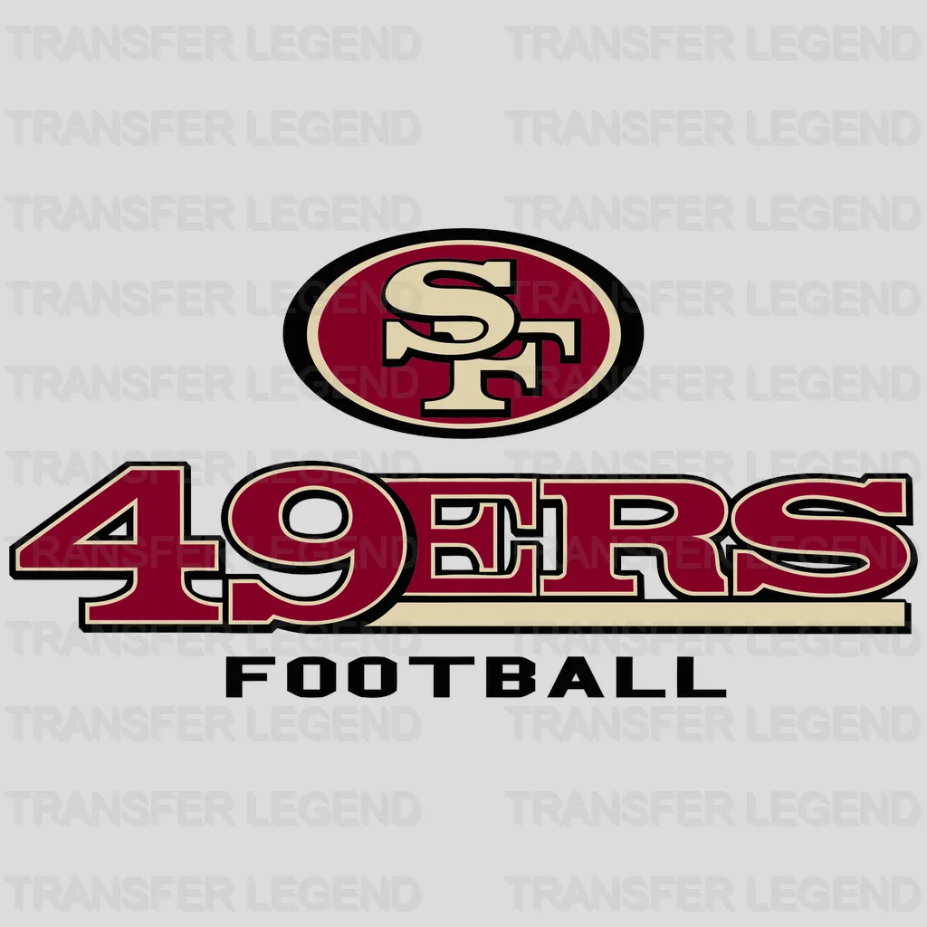 San Francisco 49ers “49ERS Football” Wordmark Badge NFL Design - DTF Heat Transfer