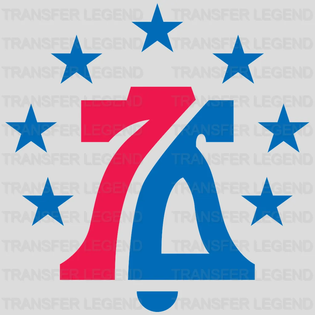 Philadelphia 76ers “76” with Thirteen Stars Emblem NBA Design - DTF Heat Transfer