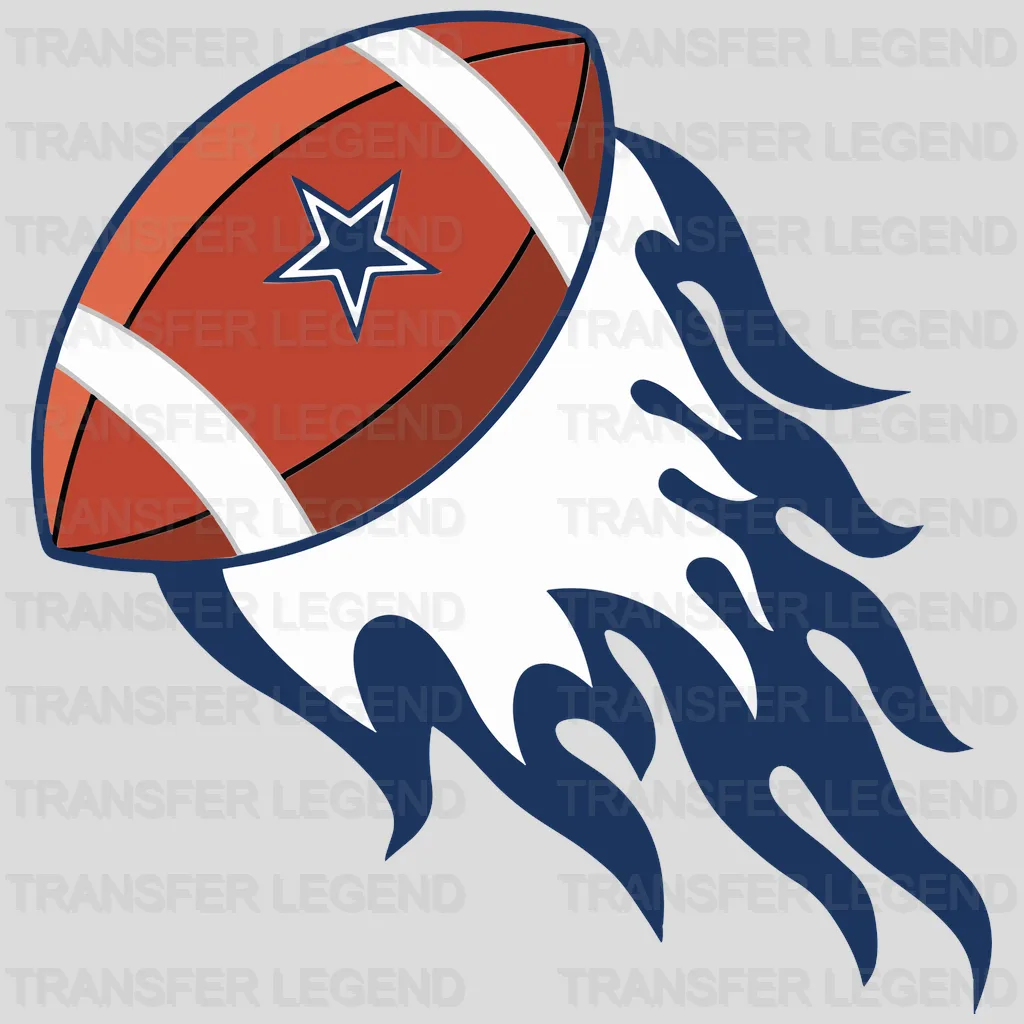 Dallas Cowboys Stylized Football Emblem NFL Design - DTF Heat Transfer