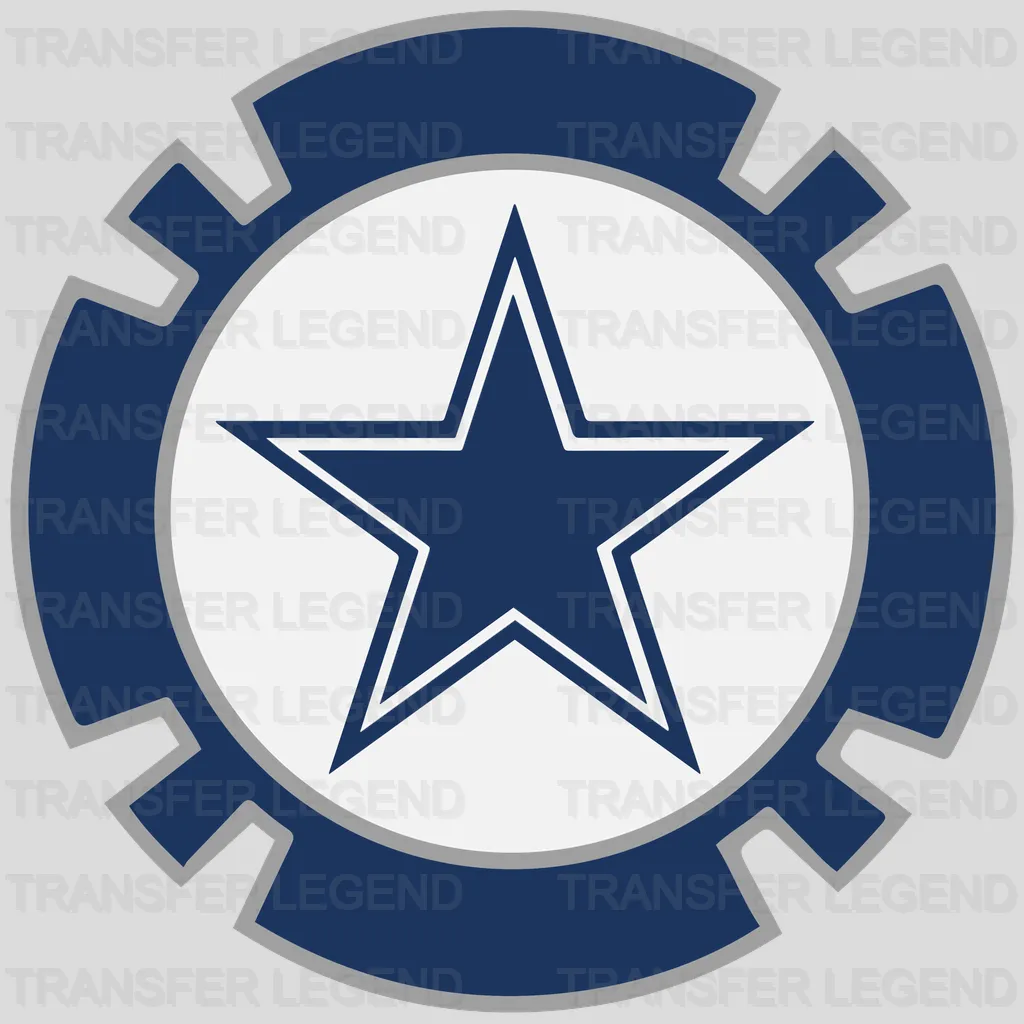 Dallas Cowboys Gear Cog Star Badge NFL Design - DTF Heat Transfer