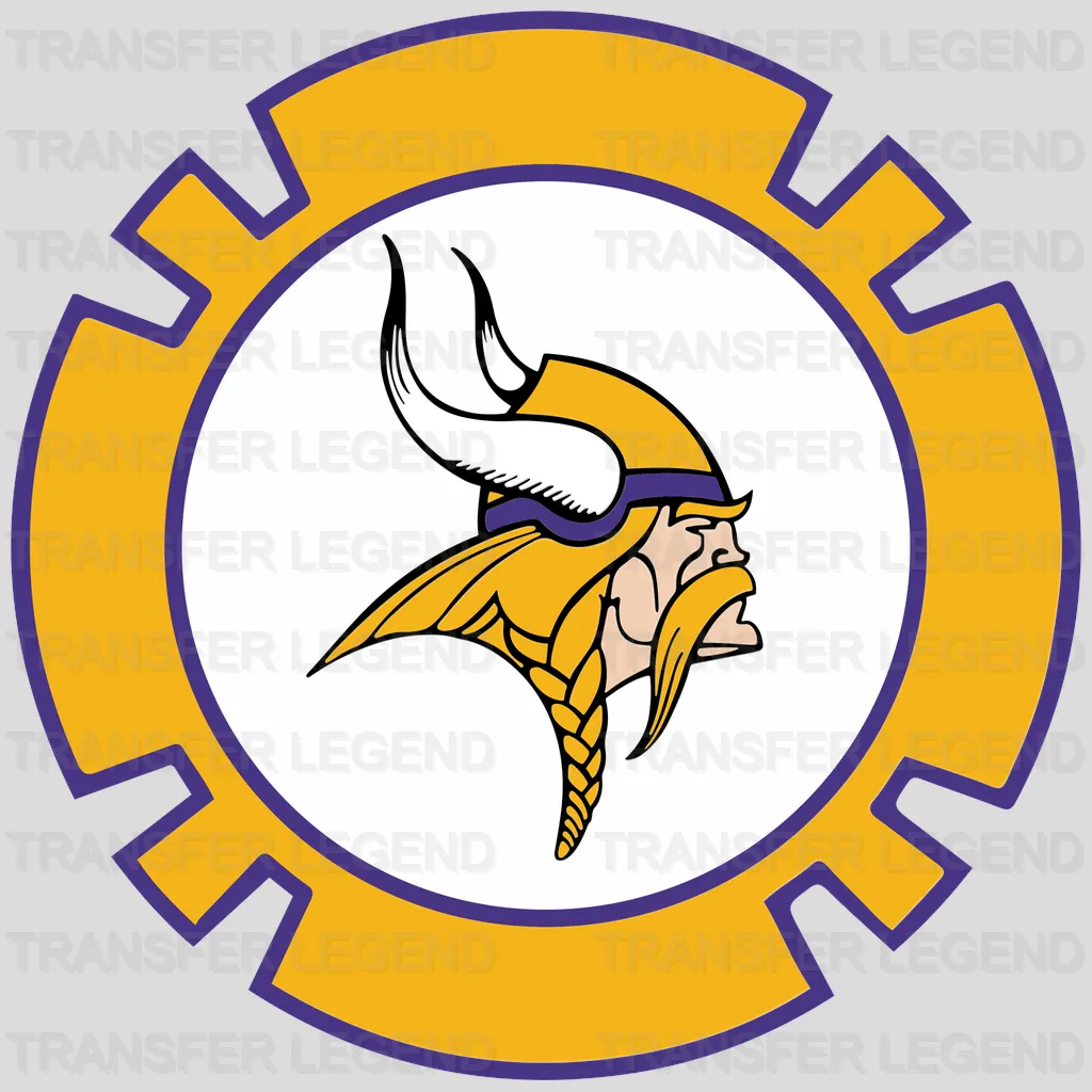 Minnesota Vikings Gear‑Cog Horn Badge NFL Design - DTF Heat Transfer