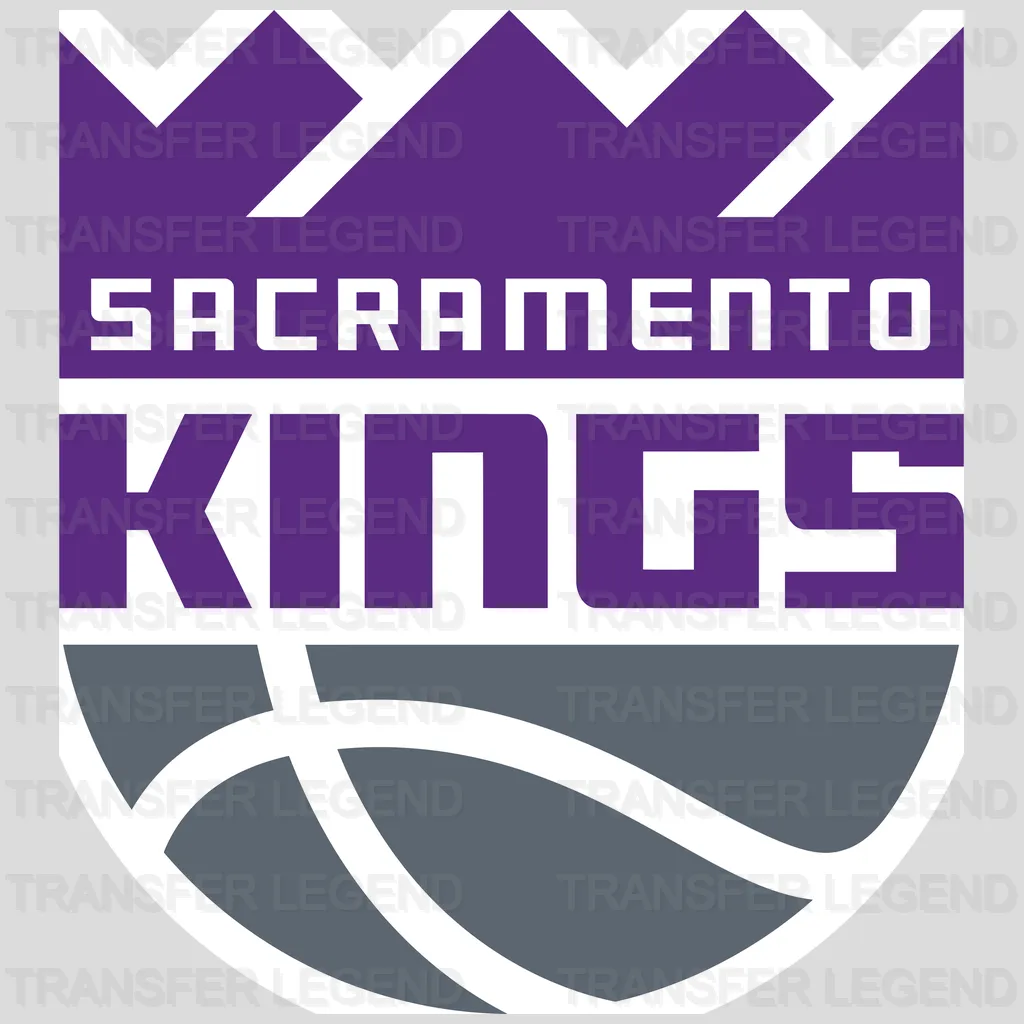 Sacramento Kings Stacked Wordmark Badge with Court Lines NBA Design - DTF Heat Transfer
