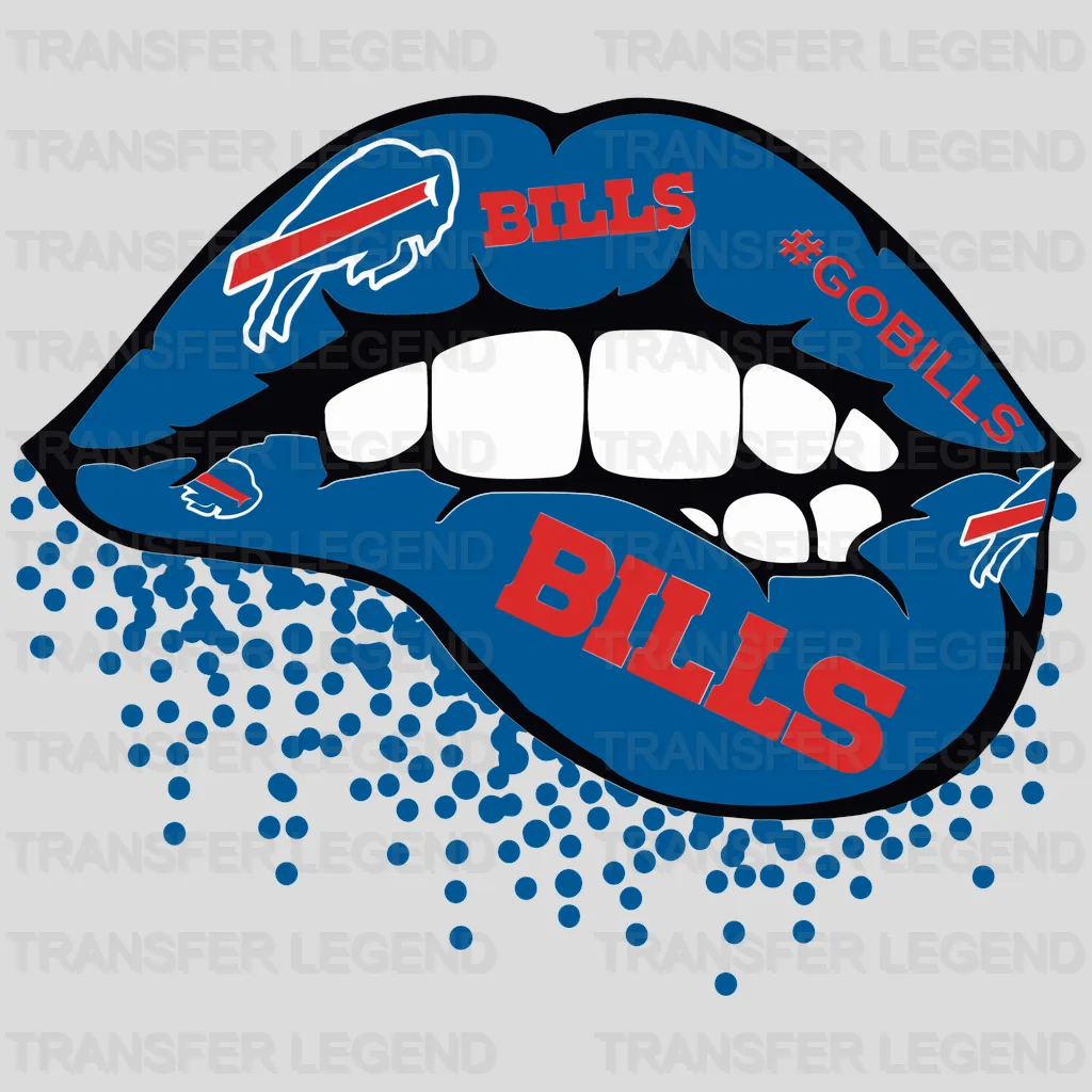 Buffalo Bills Lip‑Bite Graphic NFL Design - DTF Heat Transfer