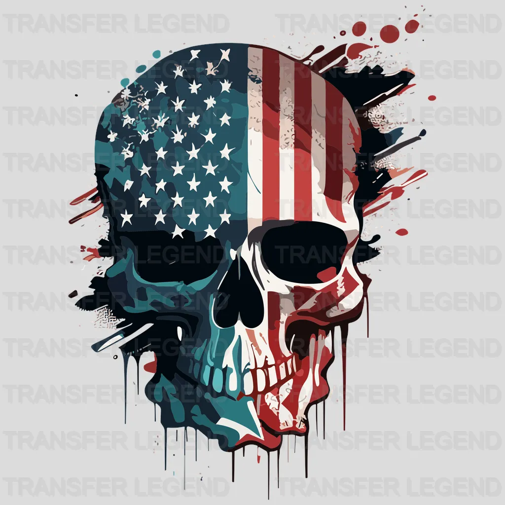 Brave Of Skull USA Design - DTF Heat Transfers - transferlegend