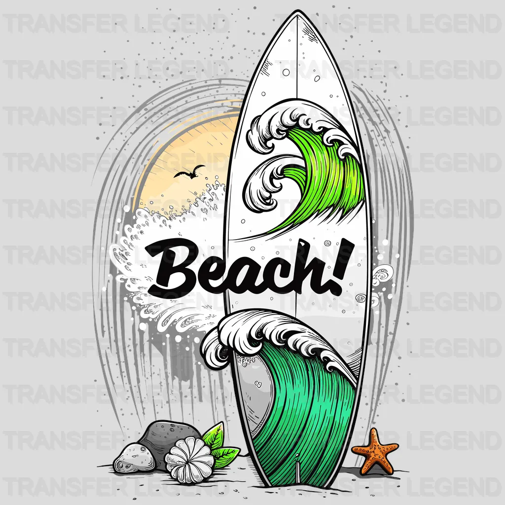 Beach Surfing Design - DTF Heat Transfers - transferlegend