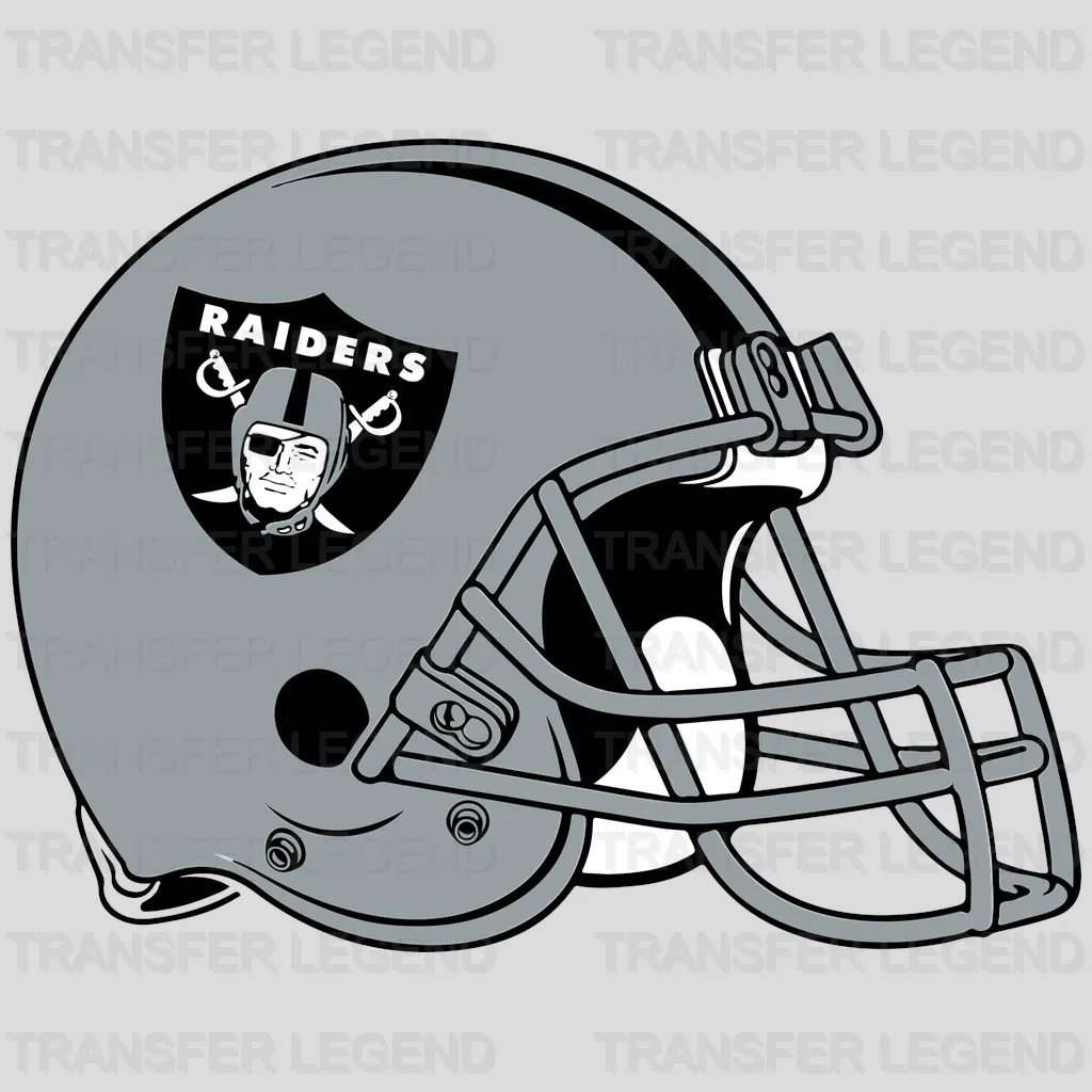 Las Vegas Raiders distressed side-view helmet with dissolving particle effect, NFL design - DTF Heat Transfer