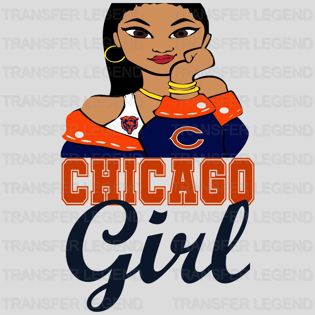 Chicago Bears Pin‑up Girl Portrait NFL Design - DTF Heat Transfer