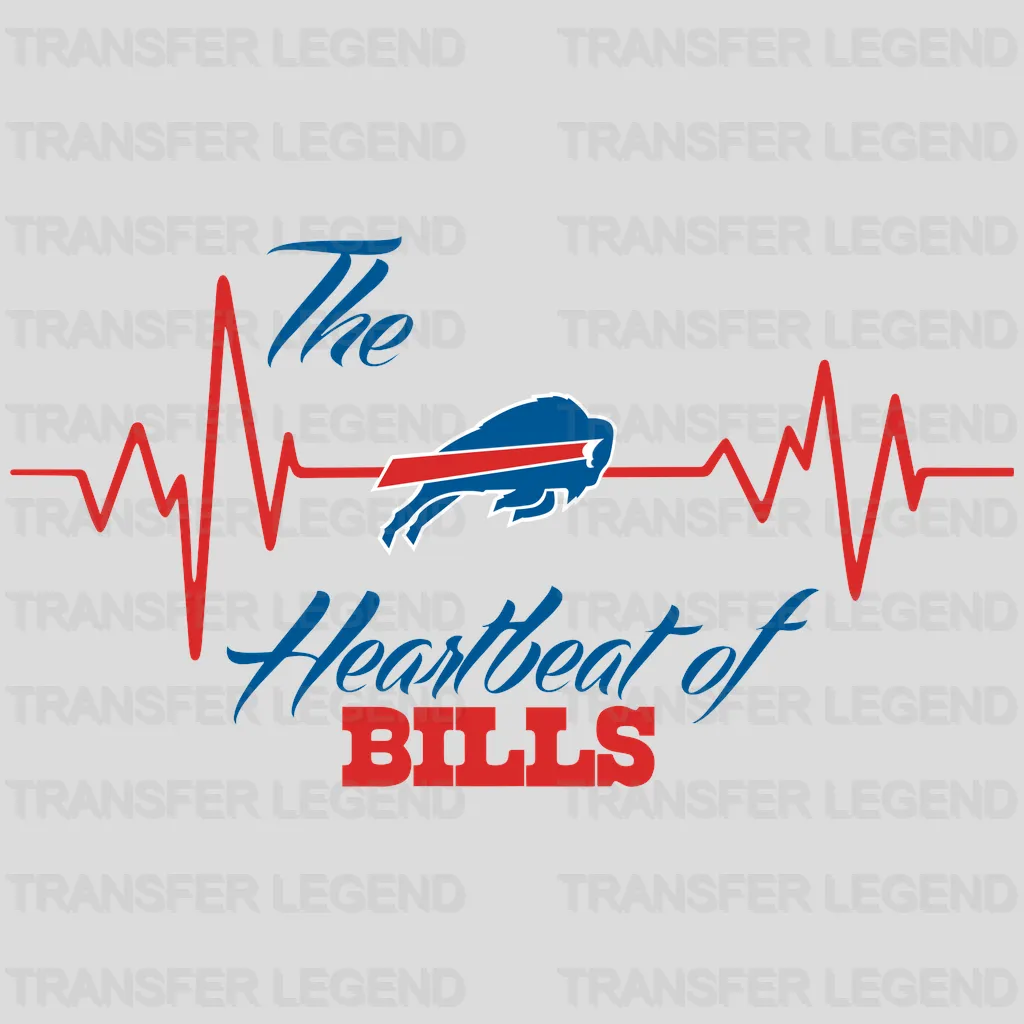 Buffalo Bills Heartbeat Line & Logo NFL Design - DTF Heat Transfer