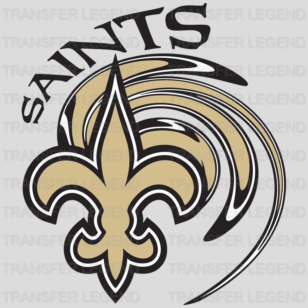 New Orleans Saints stylized fleur‑de‑lis with swoosh effect, NFL design - DTF Heat Transfer